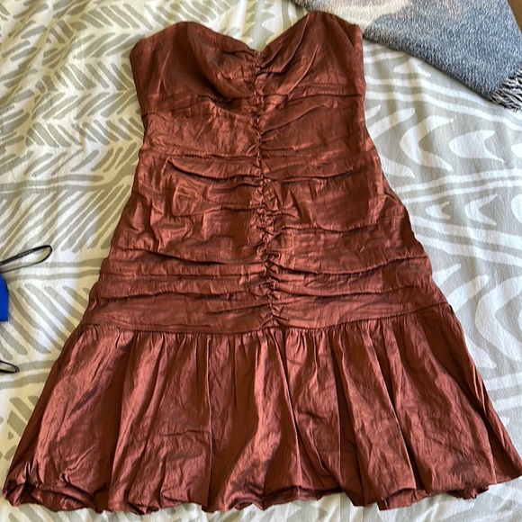 BCBG Copper Taffeta Mini Dress - Picture 1 of 8